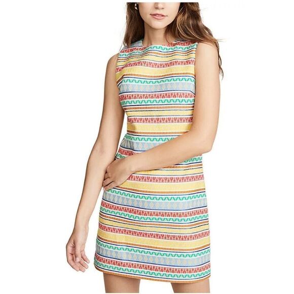 Alice + Olivia Coley Multicolor Woven Shift Dress 0 - Picture 1 of 12